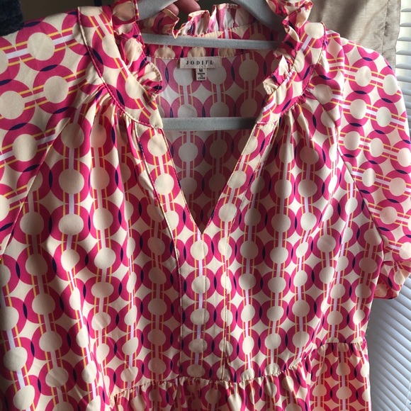 JODIFL Boho Shirt Dress Hot Pink Retro Pattern Cocktail Chic A Line Oversize - Picture 13 of 15